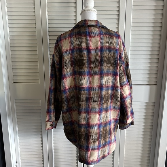 Davi & Dani Plaid Wool Blend Shacket Shirt Jacket Women’s Oversized Size Small - Picture 4 of 13